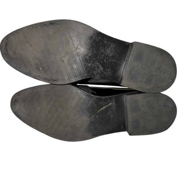 ZARA Vegan Patent Leather Loafers 38 7.5 Low Heel Buckle Detail Goth Preppy Faux - Picture 7 of 16